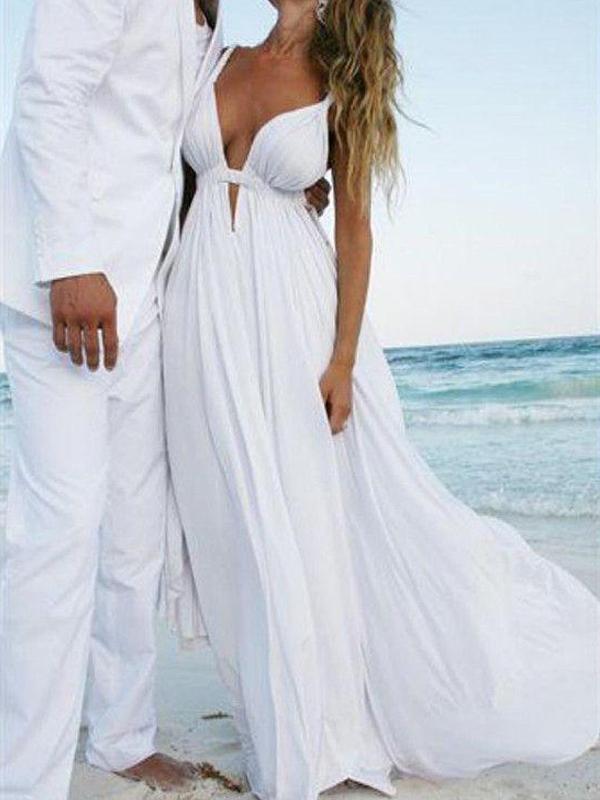 Unique Sexy Simple Casual Cheap White Beach Wedding Dresses, WDY0178 –  mybestbridal